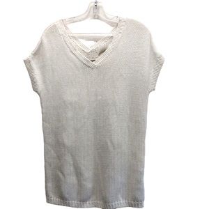 R.P.S Addict Cap Sleeve V- Neck Rib Knit Sweater with Cut Outs W Size S Cream